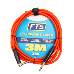 FTS 3m OR Instrument Cable 24K Gold Plug, Orange TJ134A