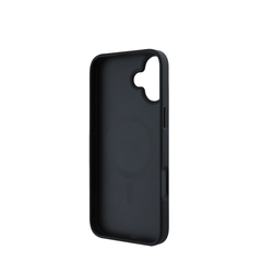 GUESS - Magsafe Grained IPhone 16 Black Case with Printed Flower Pattern