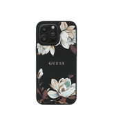 GUESS - Magsafe Grained IPhone 16 Pro Black Case with Printed Flower Pattern
