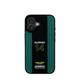 ASTON MARTIN- Aramco Magsafe F1-Genuine Green Leather IPhone 16 Case