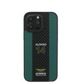 ASTON MARTIN- Aramco Magsafe F1-Genuine Green Leather IPhone 16 Pro Case