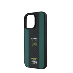 ASTON MARTIN- Aramco Magsafe F1-Genuine Green Leather IPhone 16 Pro Max Case