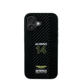 ASTON MARTIN- Aramco Magsafe F1-Genuine Black IPhone 16 Leather Case