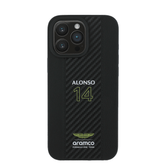 ASTON MARTIN- Aramco Magsafe F1-Genuine Black Leather IPhone 16 Pro Max Case