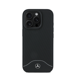MERCEDES-Magsafe IPhone 16 Pro Max Black Wood Imitation And Smooth Genuine Leather Case