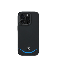 MERCEDES-Magsafe IPhone 16 Pro Black Leather Case W/ Contrasted Blue Horizontal Curve
