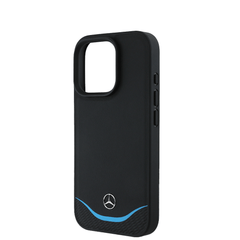 MERCEDES-Magsafe IPhone 16 Pro Black Leather Case W/ Contrasted Blue Horizontal Curve