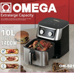 Omega 10L Dual Manual Dials AirFryer 1400W OM-S21