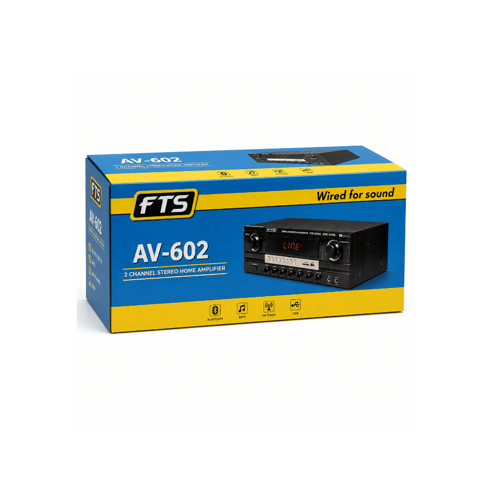 FTS 2CH Home Amplifier Hi-Fi Stereo AV602