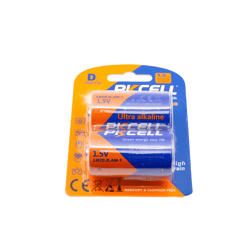 PKCell 1.5V D Size Ultra Alkaline Battery LR20-2B