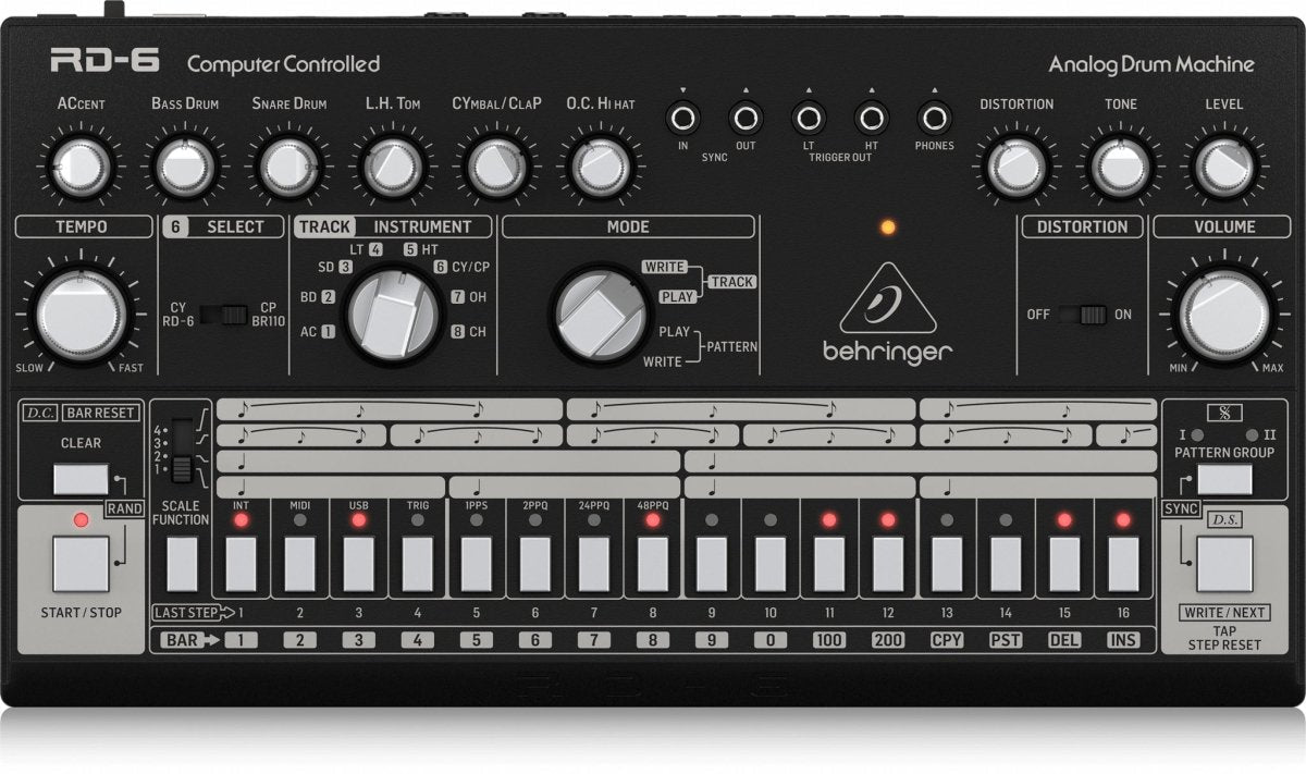 Behringer RD-6 BK Classic Analog Drum Machine (Black)