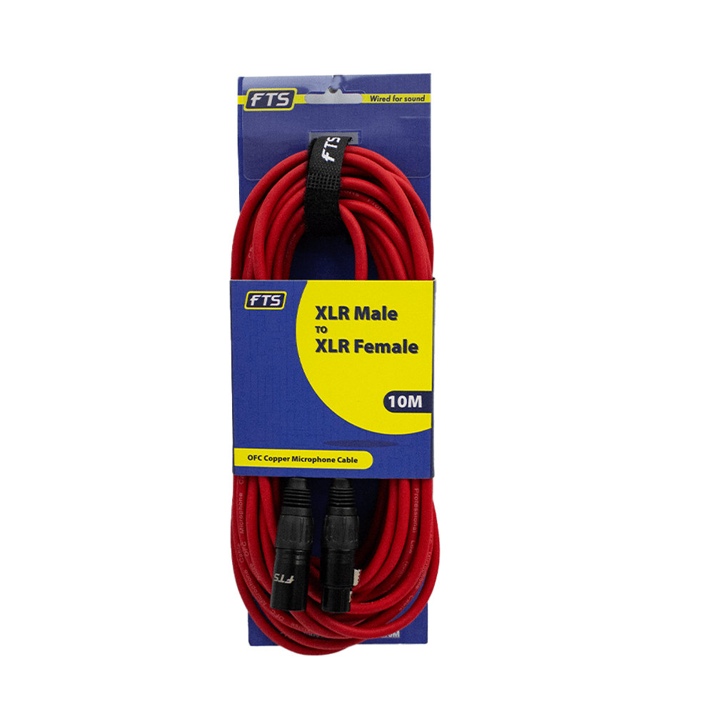 FTS 10m XLR Male -XLR Female Mic Cable FTST-X009+TX012RED/10M