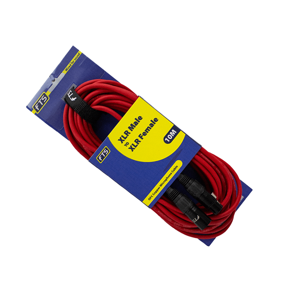 FTS 10m XLR Male -XLR Female Mic Cable FTST-X009+TX012RED/10M