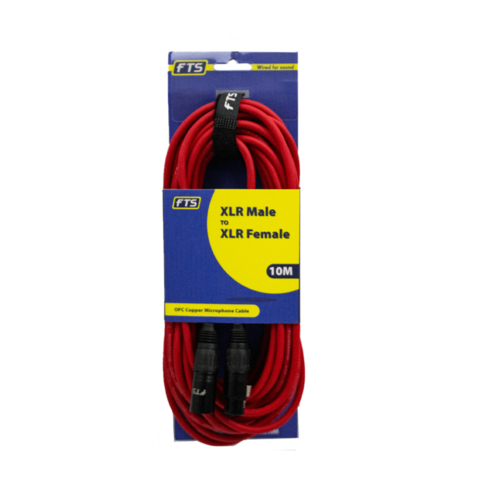 FTS 10m XLR Male -XLR Female Mic Cable FTST-X009+TX012RED/10M