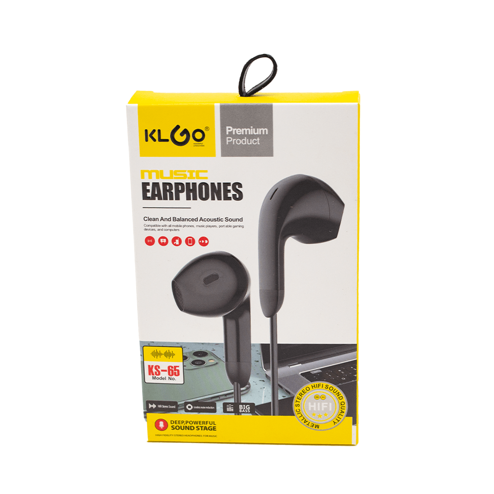 KlGo Earphones Black KS-65 BK