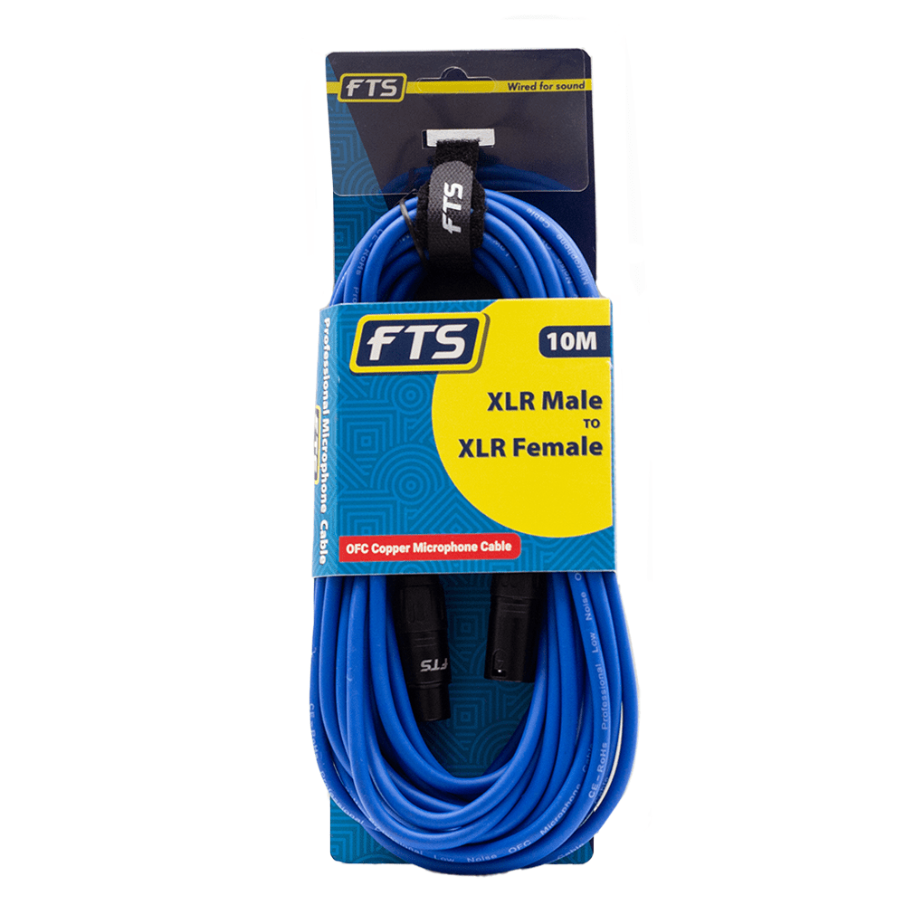 FTS 10M XLR Male -XLR Female Mic Cable Blue TX009+TX012BL