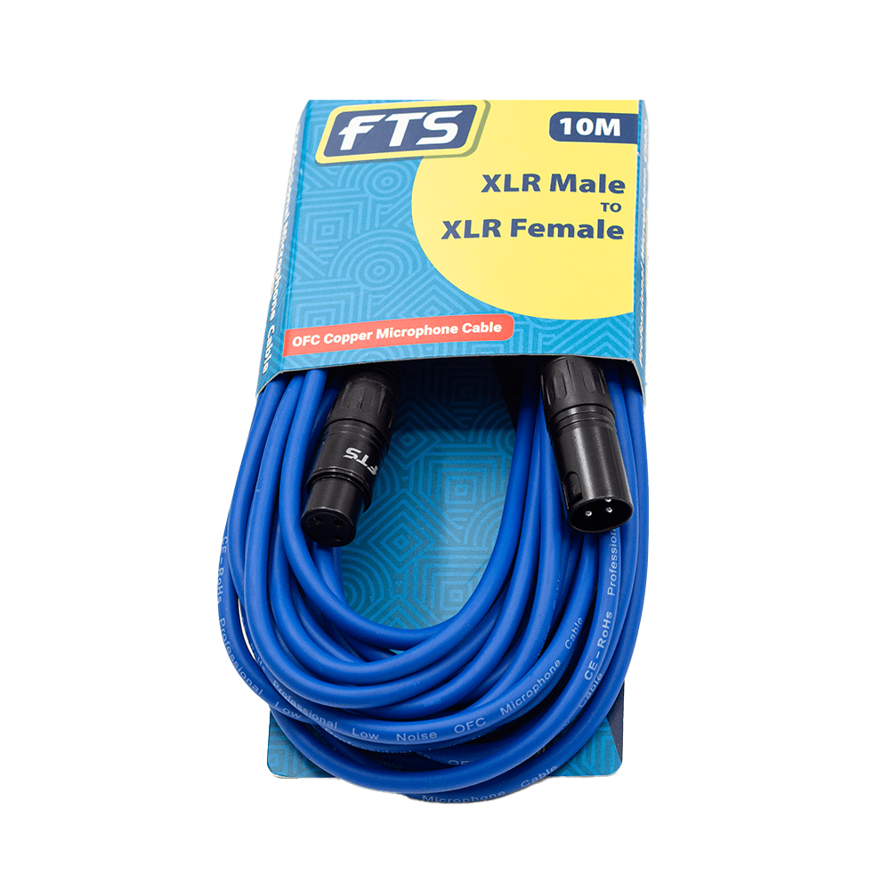 FTS 10M XLR Male -XLR Female Mic Cable Blue TX009+TX012BL