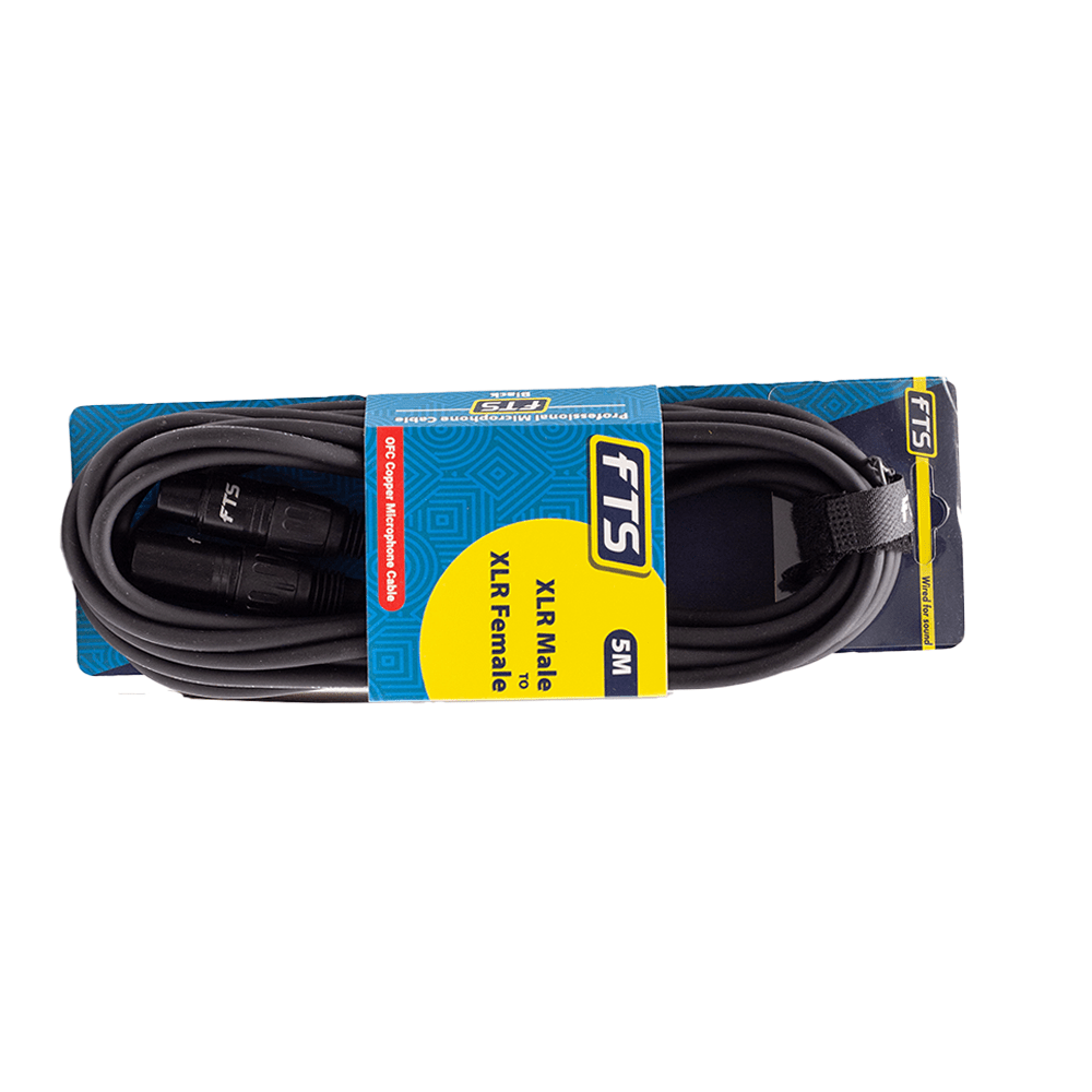 FTS 5M XLR Male XLR Female Mic Cable Black TX009+TX012BK