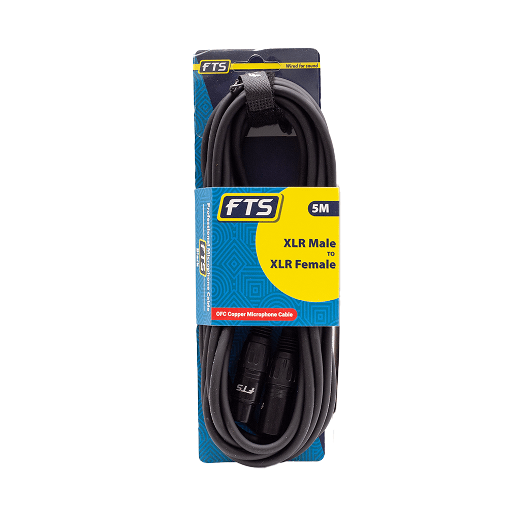 FTS 5M XLR Male XLR Female Mic Cable Black TX009+TX012BK