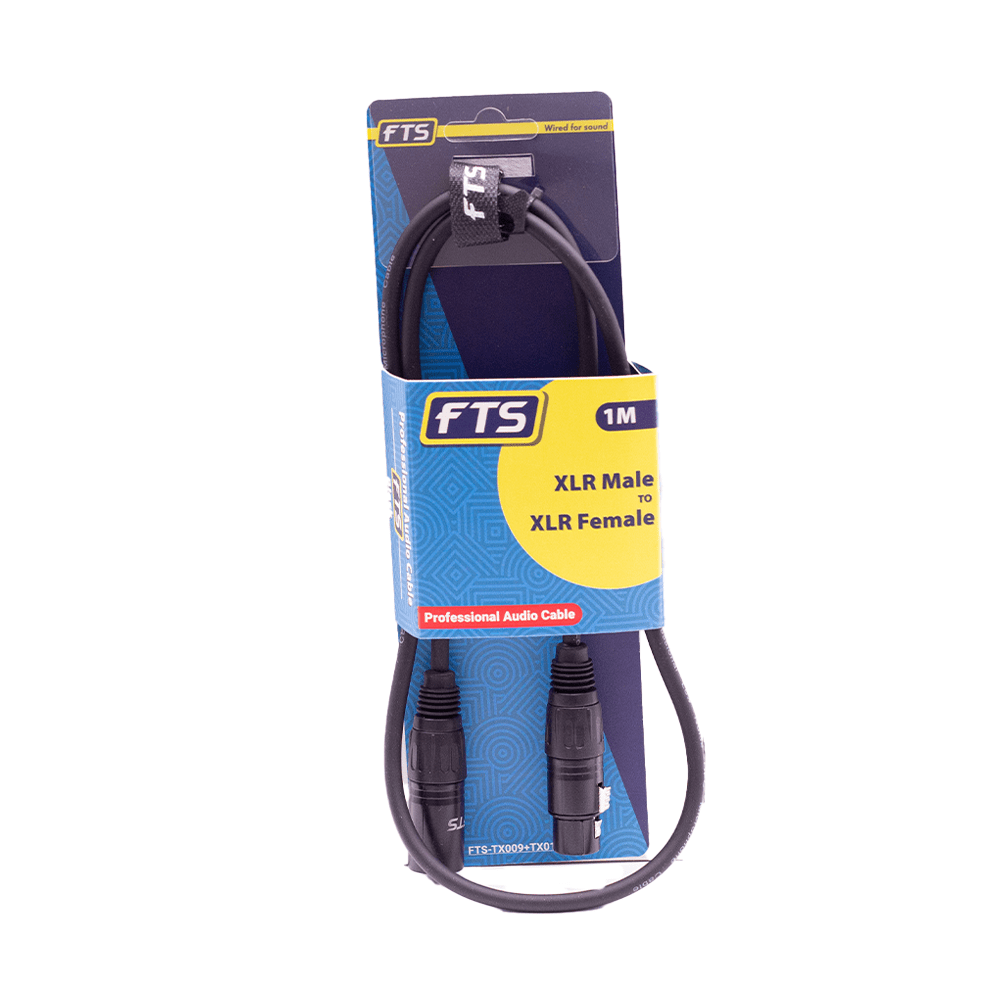 FTS 1M XLR Male XLR Female Mic Cable TX009+TX012BK