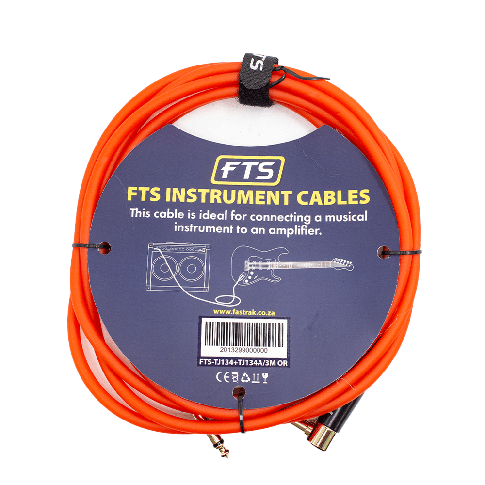 FTS 3m OR Instrument Cable 24K Gold Plug, Orange TJ134A