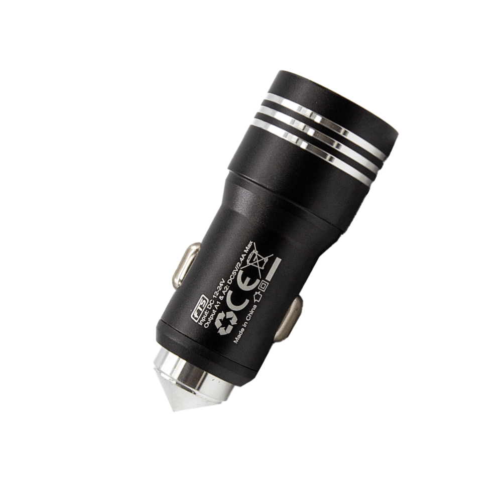 FTS Adapter Dual USB 2.4A Car Charger Black FTS-30C BK