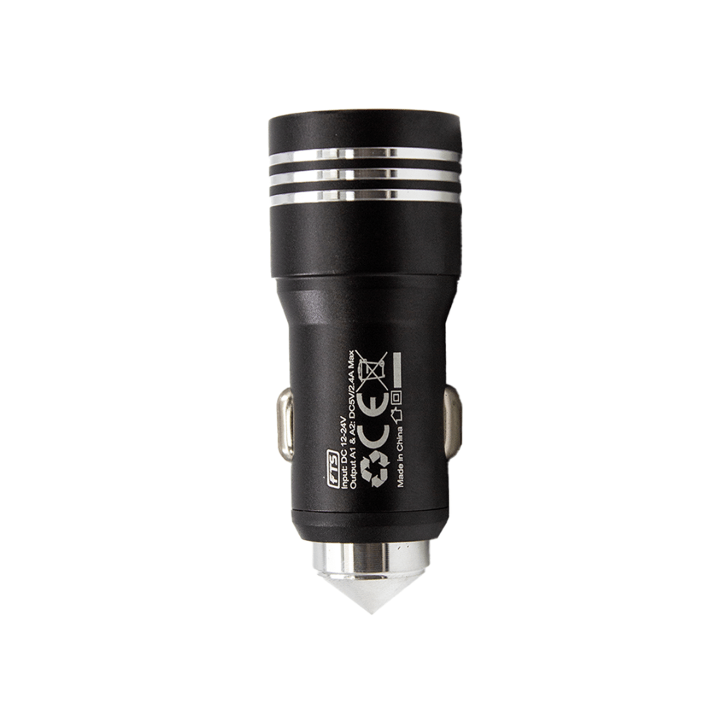 FTS Adapter Dual USB 2.4A Car Charger Black FTS-30C BK