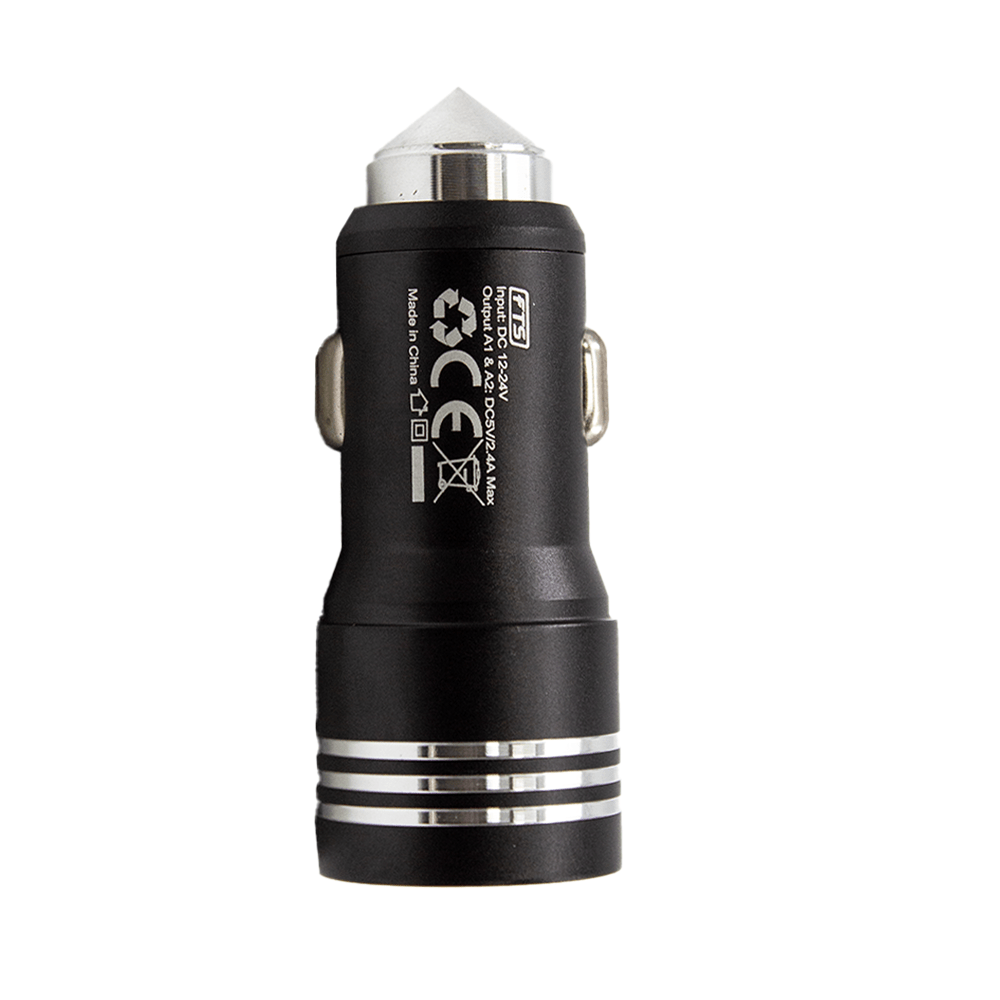 FTS Adapter Dual USB 2.4A Car Charger Black FTS-30C BK