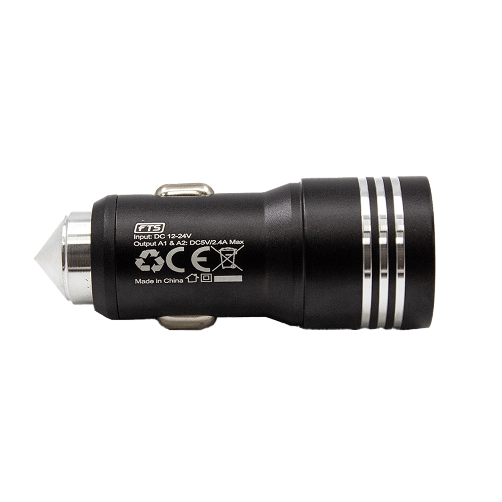 FTS Adapter Dual USB 2.4A Car Charger Black FTS-30C BK