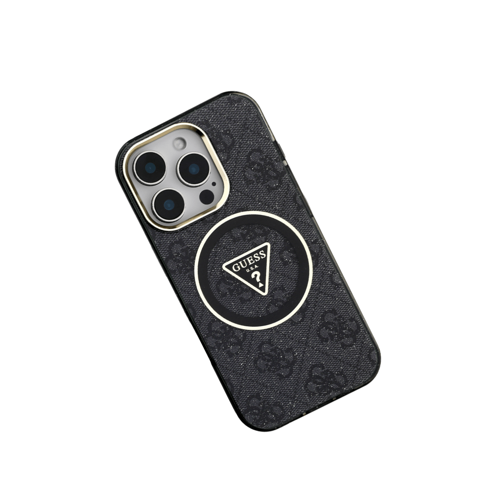 GUESS -Magsafe IML 4G Glitter And Triangle IPhone 16 Pro Black Case