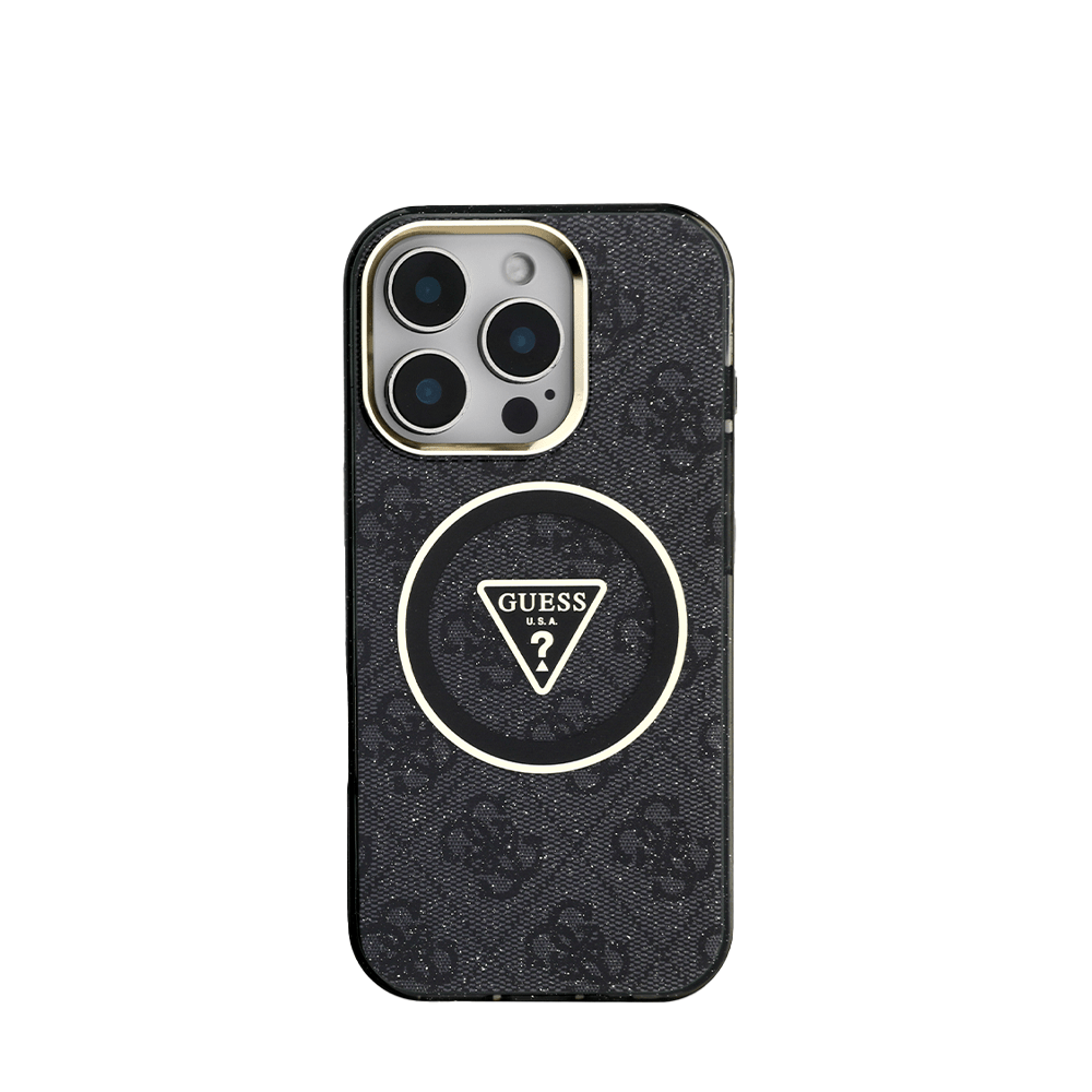 GUESS -Magsafe IML 4G Glitter And Triangle IPhone 16 Pro Black Case