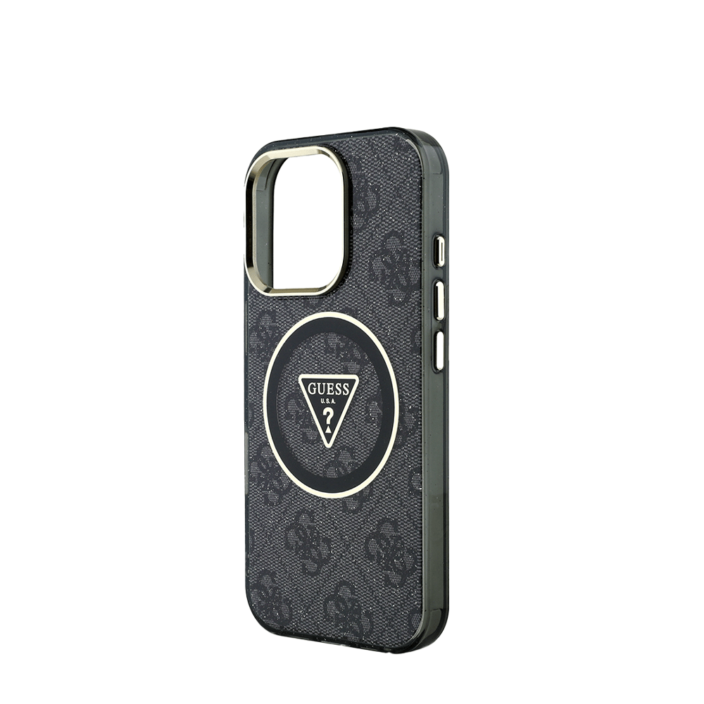 GUESS -Magsafe IML 4G Glitter And Triangle IPhone 16 Pro Black Case