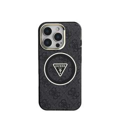 GUESS -Magsafe IPhone 16 Pro Max Black Case W/ IML 4G Glitter And Triangle