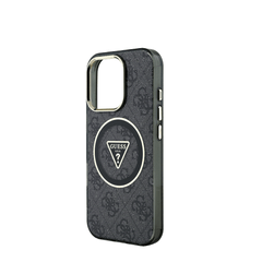 GUESS -Magsafe IPhone 16 Pro Max Black Case W/ IML 4G Glitter And Triangle