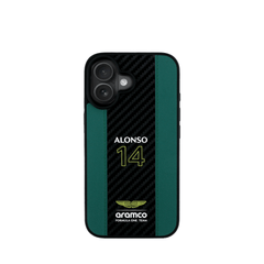 ASTON MARTIN- Aramco Magsafe F1-Genuine Green Leather IPhone 16 Case