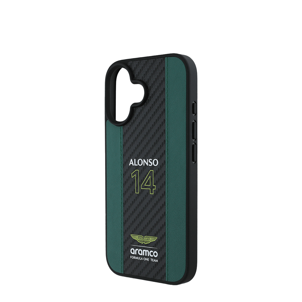 ASTON MARTIN- Aramco Magsafe F1-Genuine Green Leather IPhone 16 Case
