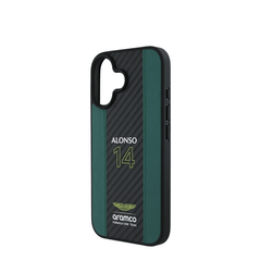 ASTON MARTIN- Aramco Magsafe F1-Genuine Green Leather IPhone 16 Case