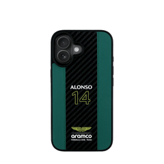 ASTON MARTIN- Aramco Magsafe F1-Genuine Green Leather IPhone 16 Case