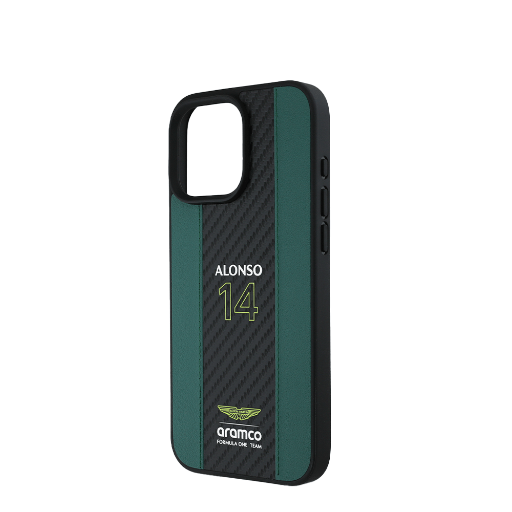 ASTON MARTIN- Aramco Magsafe F1-Genuine Green Leather IPhone 16 Pro Max Case