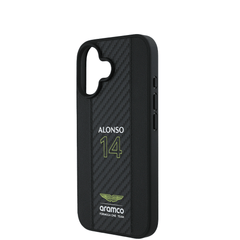 ASTON MARTIN- Aramco Magsafe F1-Genuine Black IPhone 16 Leather Case
