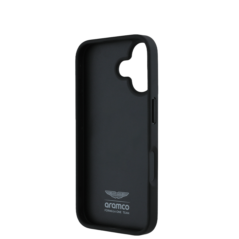 ASTON MARTIN- Aramco Magsafe F1-Genuine Black IPhone 16 Leather Case