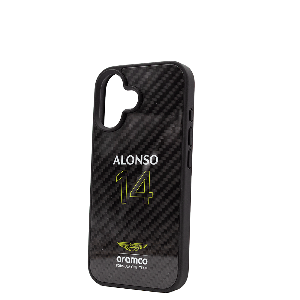 ASTON MARTIN-Aramco Magsafe F1-Real Carbon Fiber IPhone 16 Black Case