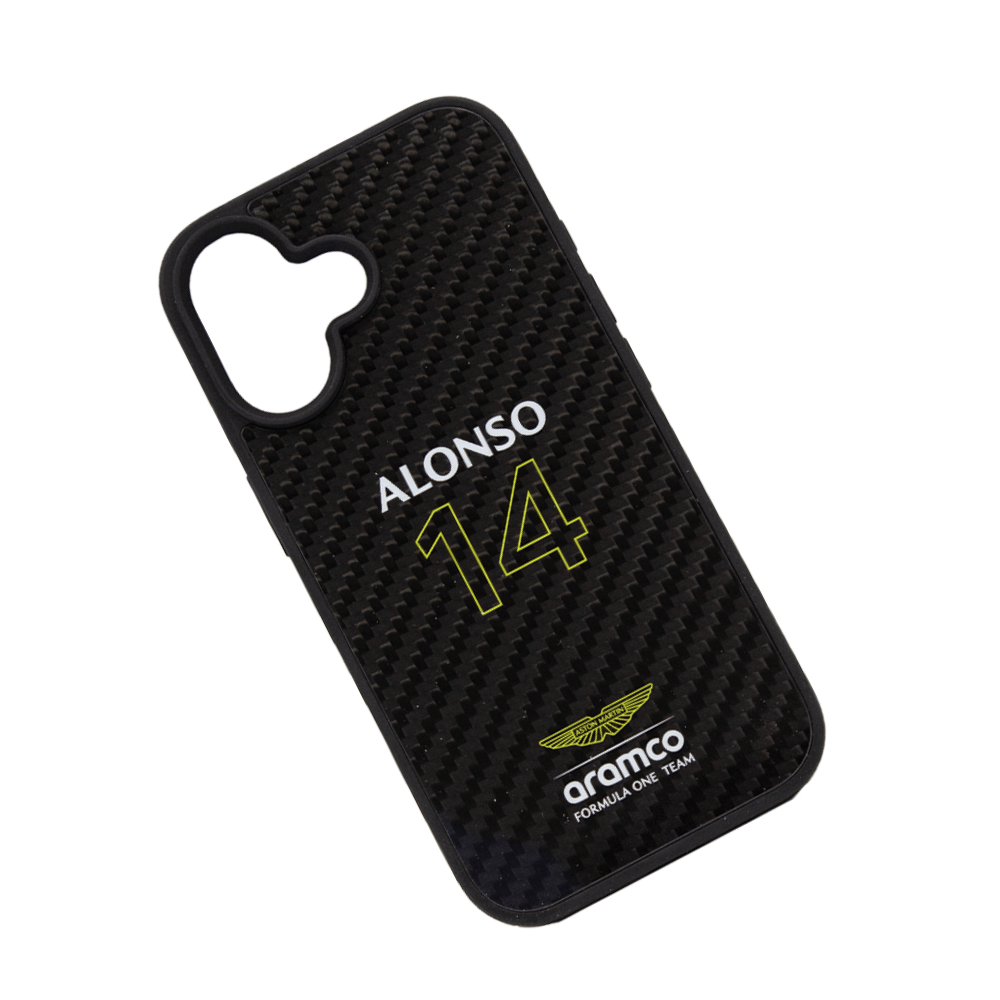 ASTON MARTIN-Aramco Magsafe F1-Real Carbon Fiber IPhone 16 Black Case