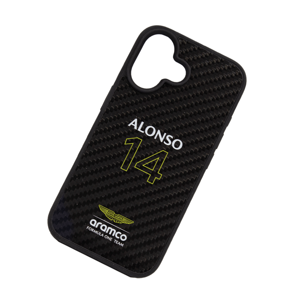 ASTON MARTIN-Aramco Magsafe F1-Real Carbon Fiber IPhone 16 Black Case