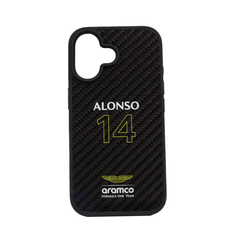 ASTON MARTIN-Aramco Magsafe F1-Real Carbon Fiber IPhone 16 Black Case