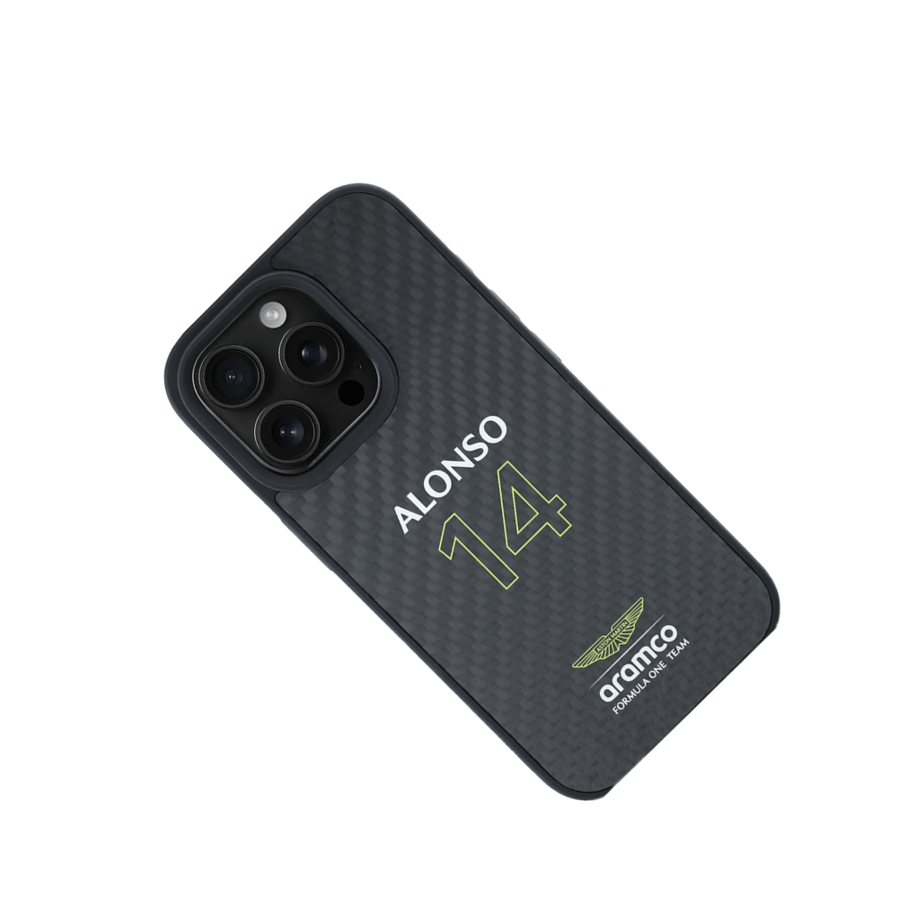 ASTON MARTIN-Aramco Magsafe F1-Real Carbon Fiber IPhone 16 Pro Black Case