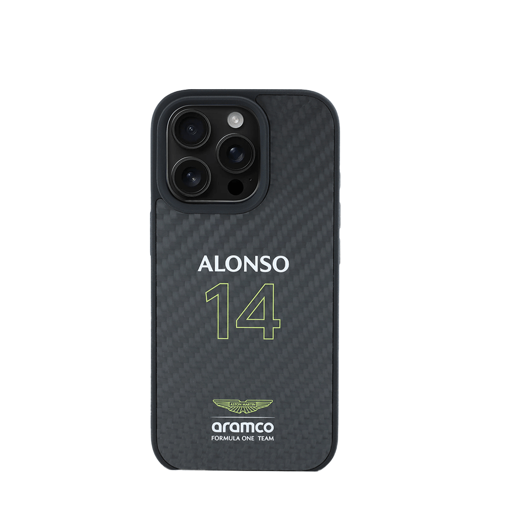 ASTON MARTIN-Aramco Magsafe F1-Real Carbon Fiber IPhone 16 Pro Black Case
