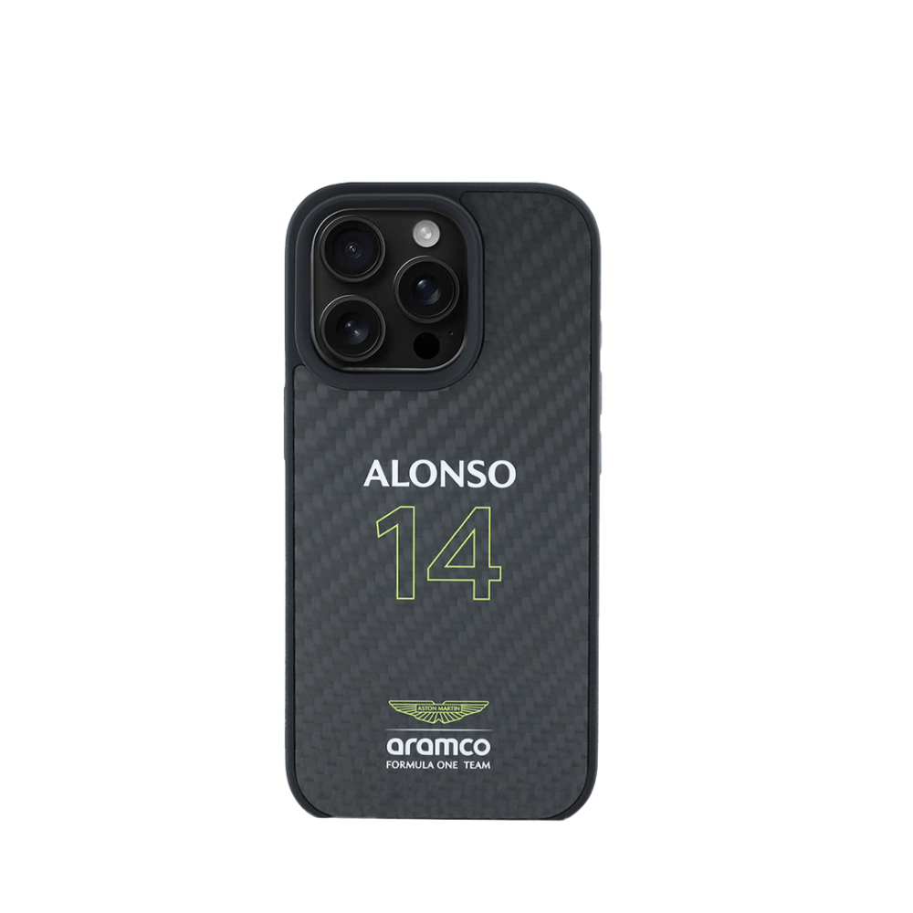 ASTON MARTIN-Aramco Magsafe F1-Real Carbon Fiber IPhone 16 Pro Black Case
