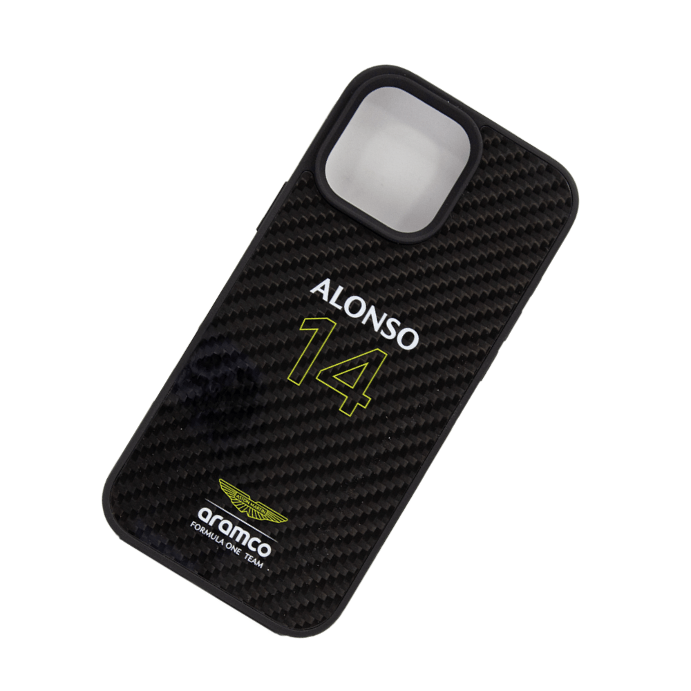 ASTON MARTIN-Aramco Magsafe F1-Real Carbon Fiber IPhone 16 Pro Max Black Case