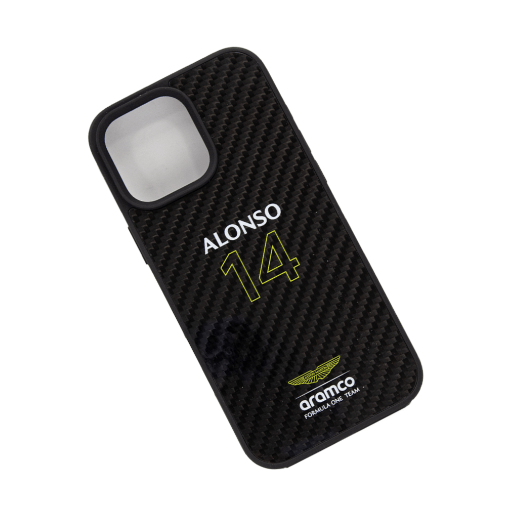 ASTON MARTIN-Aramco Magsafe F1-Real Carbon Fiber IPhone 16 Pro Max Black Case